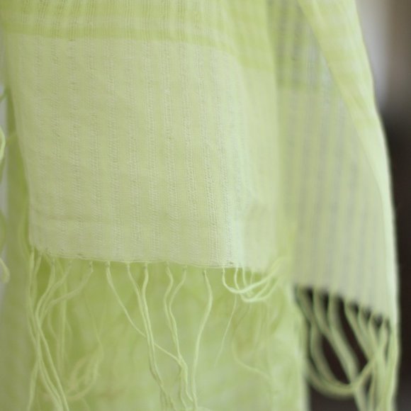JIGSAW Light Celery Green Striped Scarf or Wrap - Picture 3 of 4